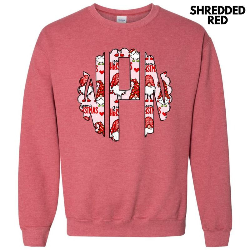 Gnome Christmas Monogram Sweatshirt 'NLB' T-Shirts, Hoodie | HypeDripTees.com