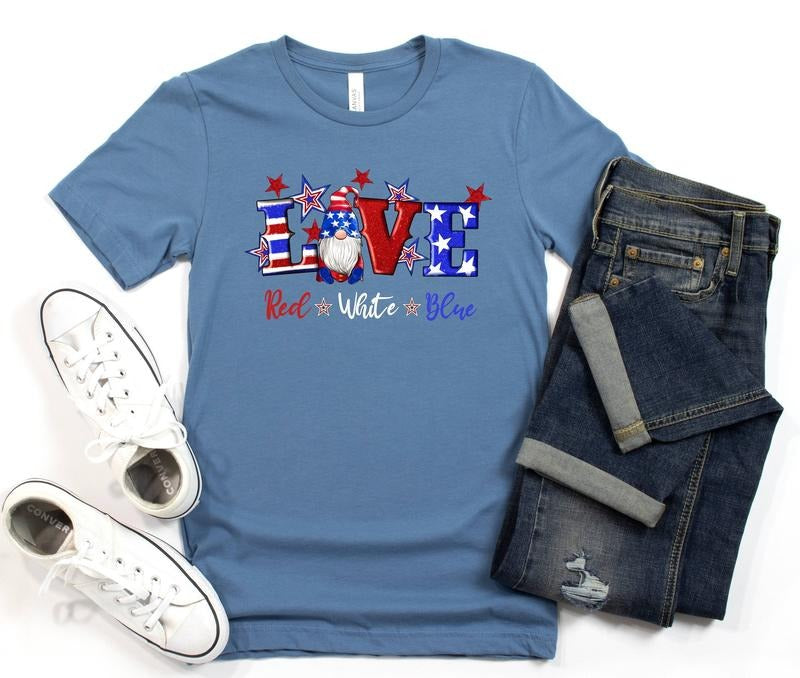 Gnome Shirt 4th Of July Gnomes Shirt Love Red White And Blue July 4th Independence Day Shirt Patriotic Gnomes Shirt...