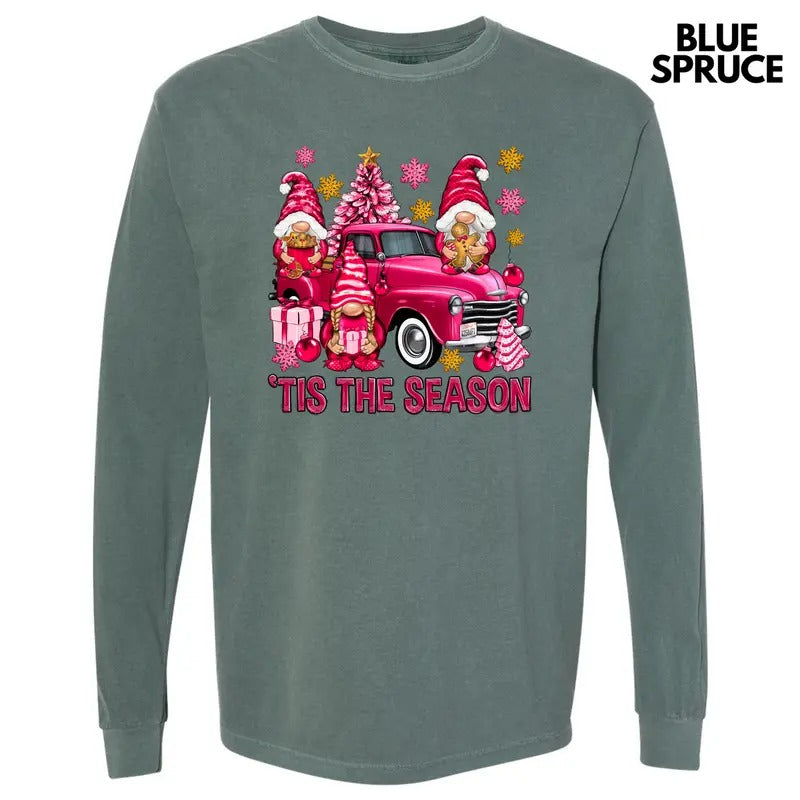 Gnome Tis The Season Long Sleeve Comfort Colors T-Shirt 'NLB' Hoodie, Sweatshirt | HypeDripTees.com