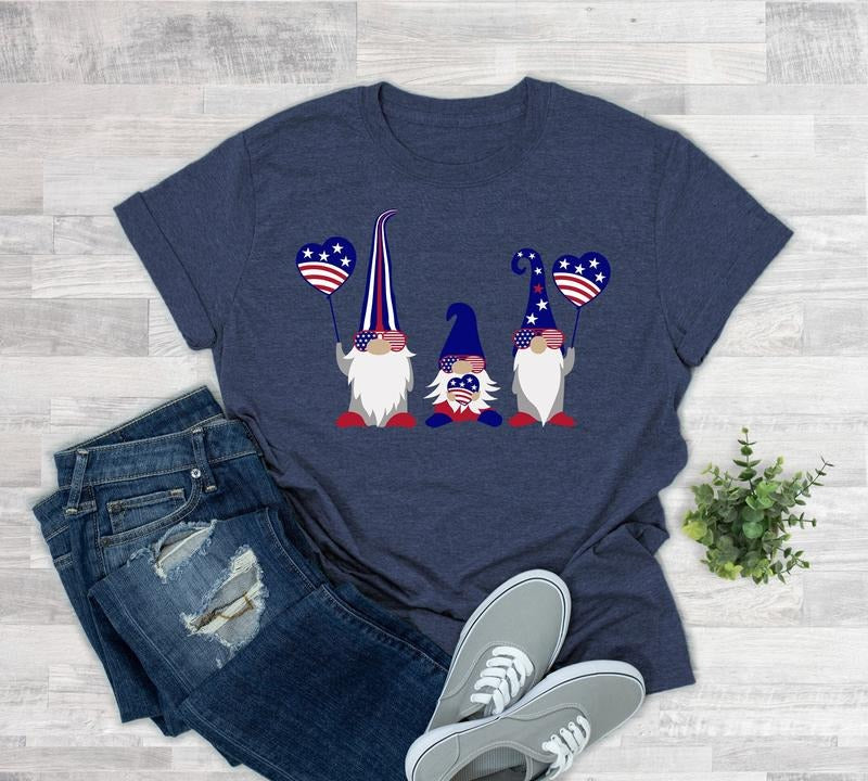 Gnomes Shirt 4th Of July Gift Independence Day Gift 4th Of July Shirt Patriotic Tee Shirts For Women American Flag Tee...