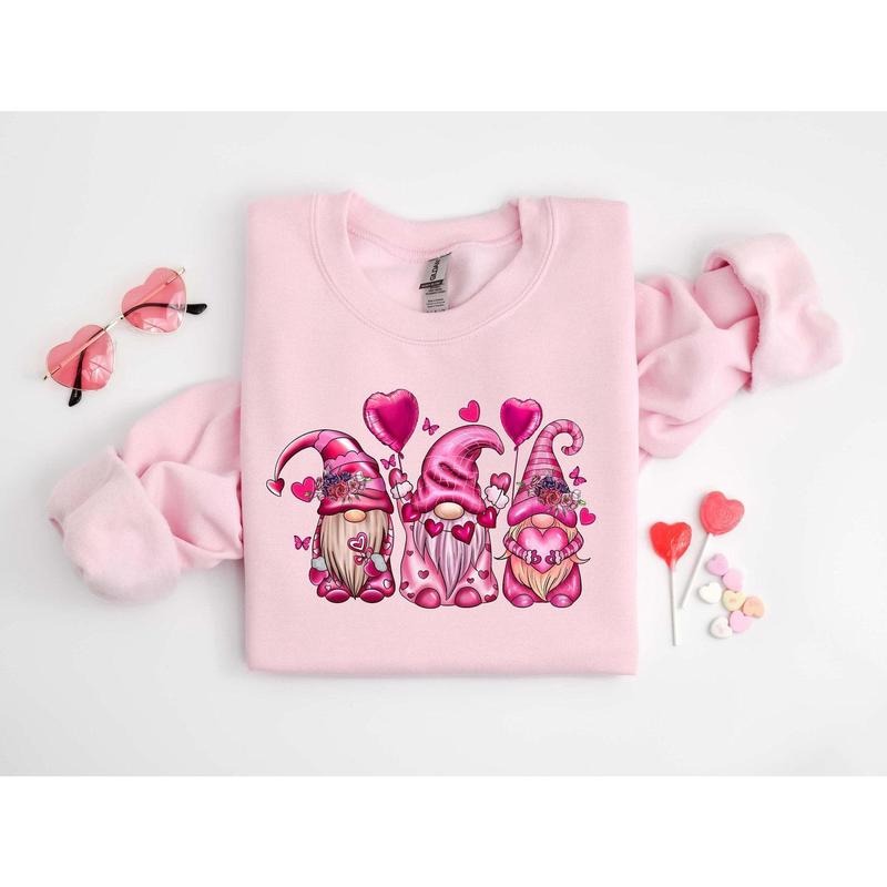 Gnomes Valentines Day Sweatshirt, Gnome Hearts Sweatshirt, ValentinesDay Sh irts for Women, Valentines Day Gift, Cute...