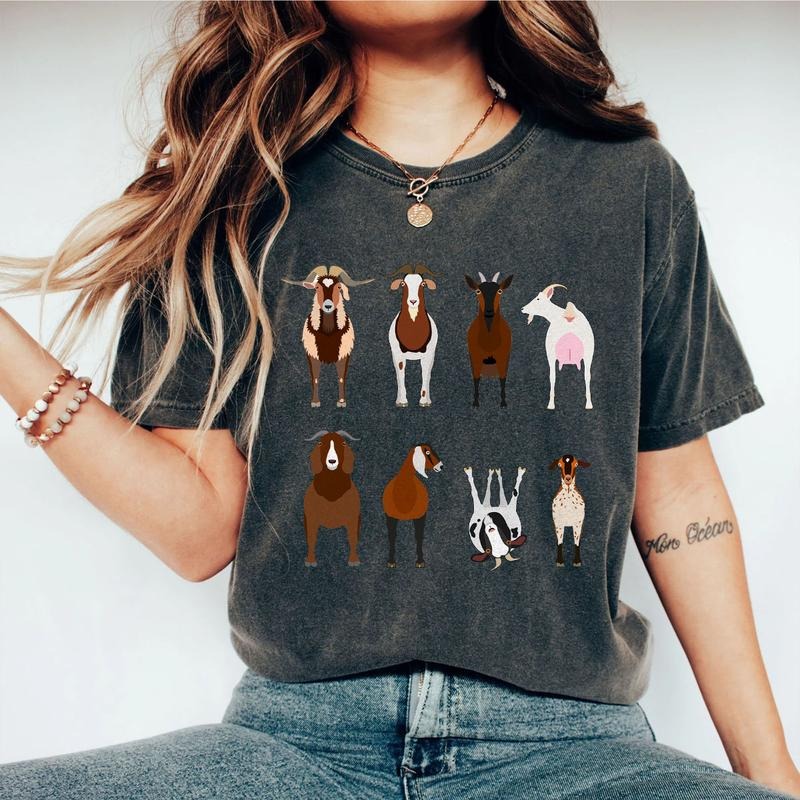 Goats Shirts, Goat Lover Shirt, Cute Goats Shirt, Vintage Farm Animal Shirt, Comfort Shirt for Her, Farmer Girl Shirt,...