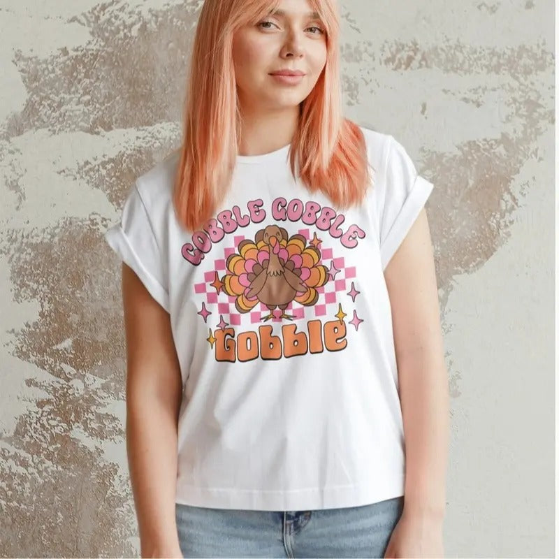 Gobble Thanksgiving Shirt, Cute Turkey Fall T-Shirt, Autumn Sweatshirt Unisex Hoodie | HypeDripTees.com