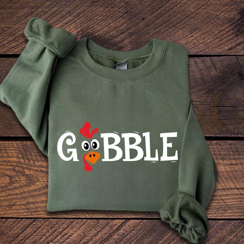 Gobble Turkey Sweatshirt Thanksgiving Sweatshirt Trendy Shirt Unisex Hoodie | HypeDripTees.com