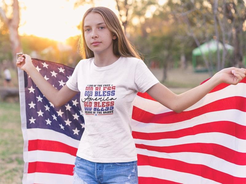 God Bless America T-shirt Freedom T-shirt Land Of The Free Because Of The Brave T-shirt Retro American Flag Tee 4th Of...