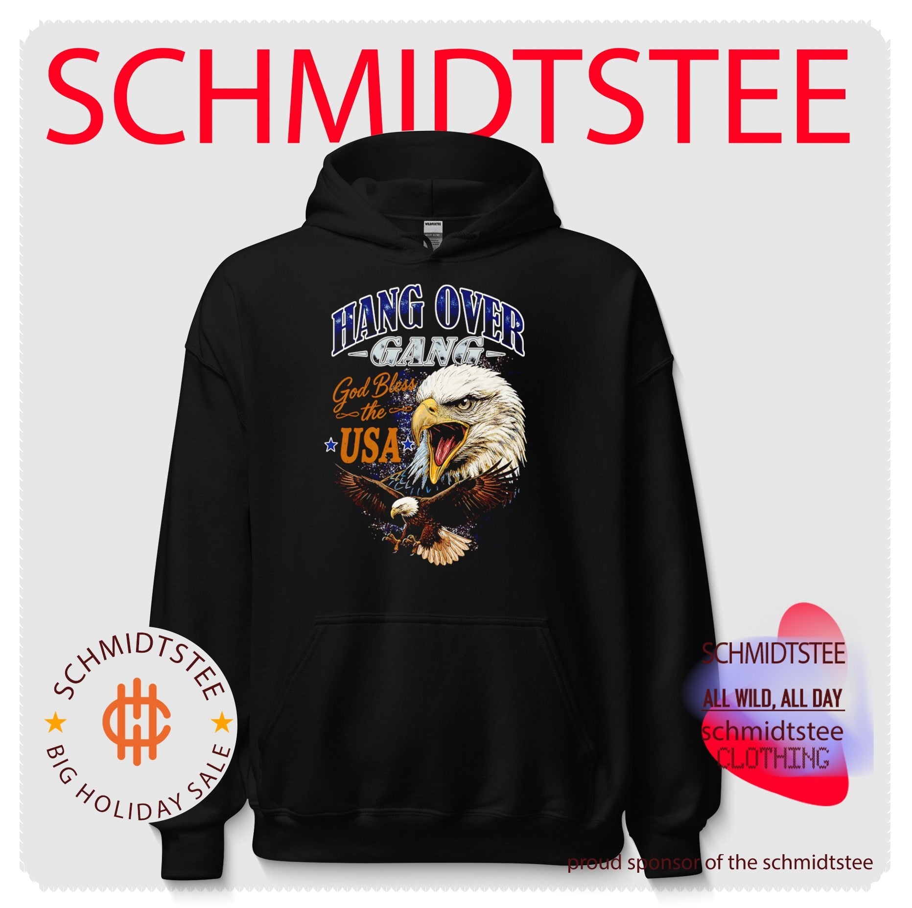 God Bless the USA with Bald Eagle Hang Over Gang shirt