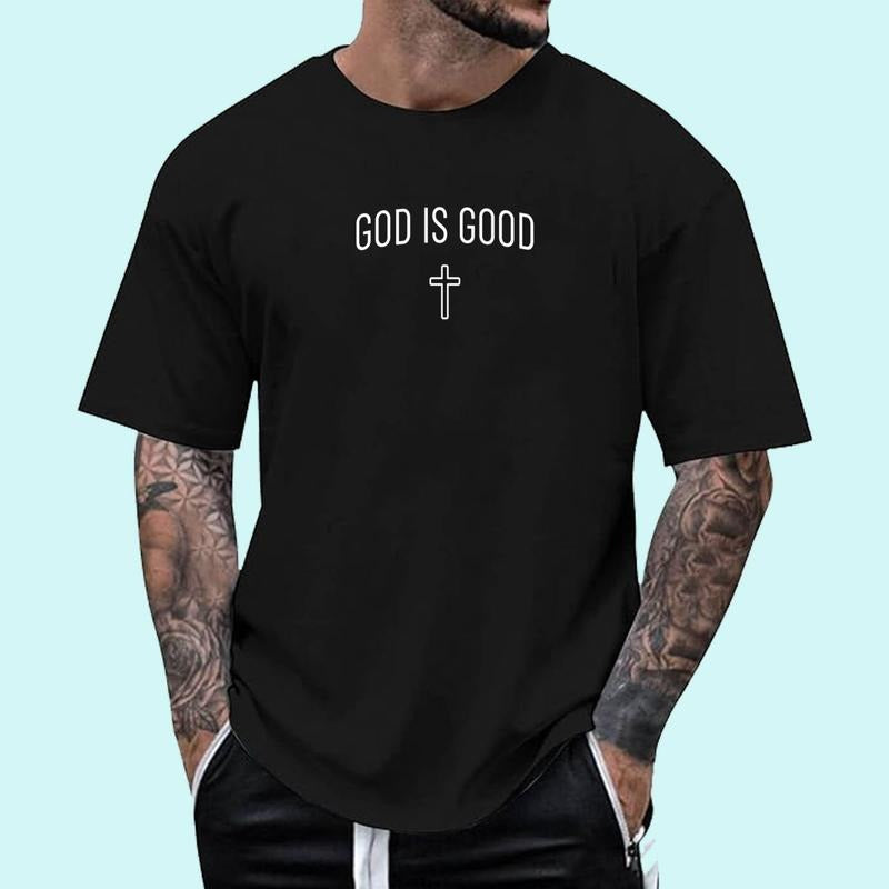 God Is Good Simple Christian Religious Cross Minimalist Cotton T-Shirts, Hoodie, Sweatshirt