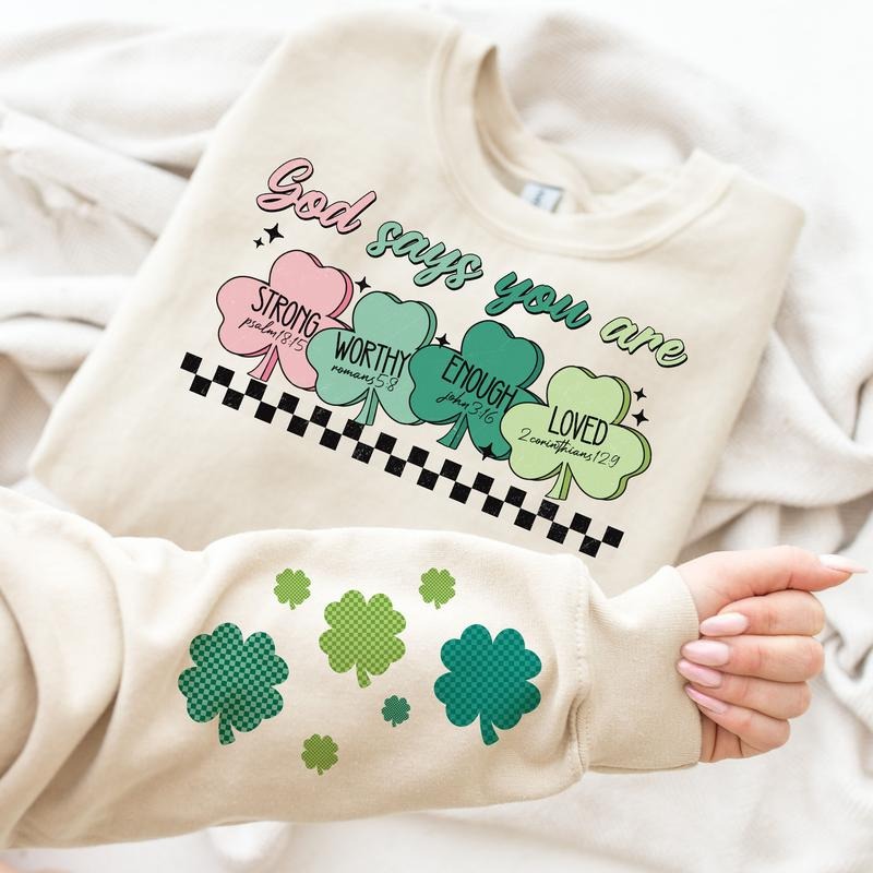 God Says You Are St Patrick's Day Checkered St Patty's Funny Sweatshirt T-Shirts, Hoodie | HypeDripTees.com