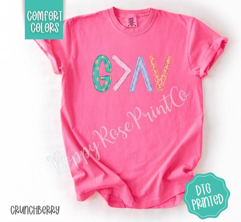 God is Greater Shirt Comfort Colors, Trendy Religious Women's Tshirt Hoodie, Sweatshirt | HypeDripTees.com