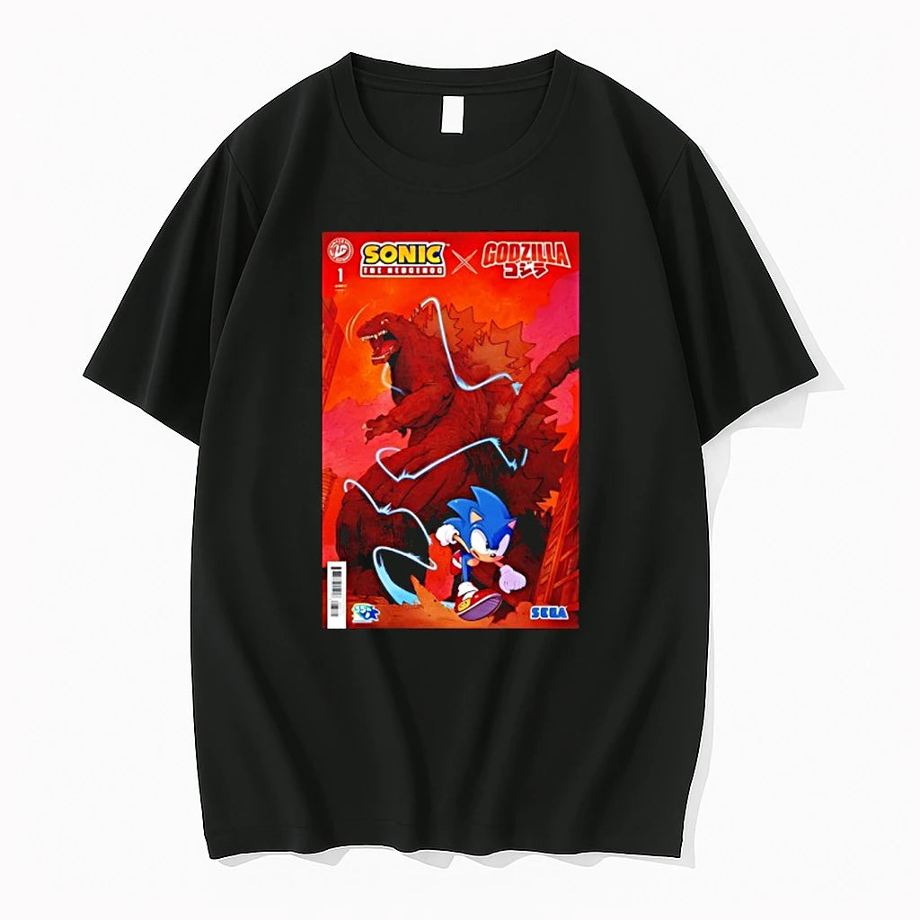 Godzilla Sonic Comic Tshirts Sweater Hoodie, Sweatshirt | HypeDripTees.com