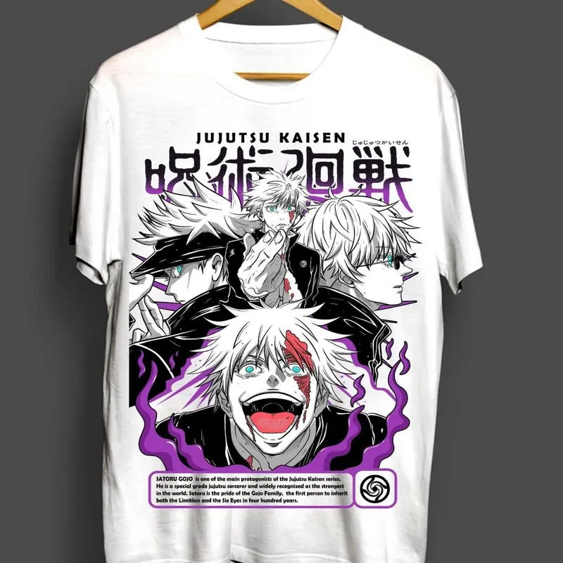 Gojo Satoru T-Shirt Jujutsu Kaisen Anime Horror Funny Gift Shirt All Size Hoodie, Sweatshirt | HypeDripTees.com