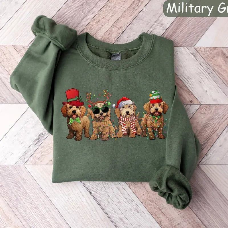 Golden Doodle Sweatshirt, Dog Lover Gift, Holiday Sweaters, Christmas Golden Doodle Shirt, Christmas Crewneck, Dog Mom...