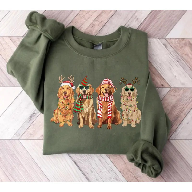 Golden Retriever Christmas Sweatshirt, Golden Retriever Christmas Sweater, Christmas Holiday Dog Sweatshirt, Dog...