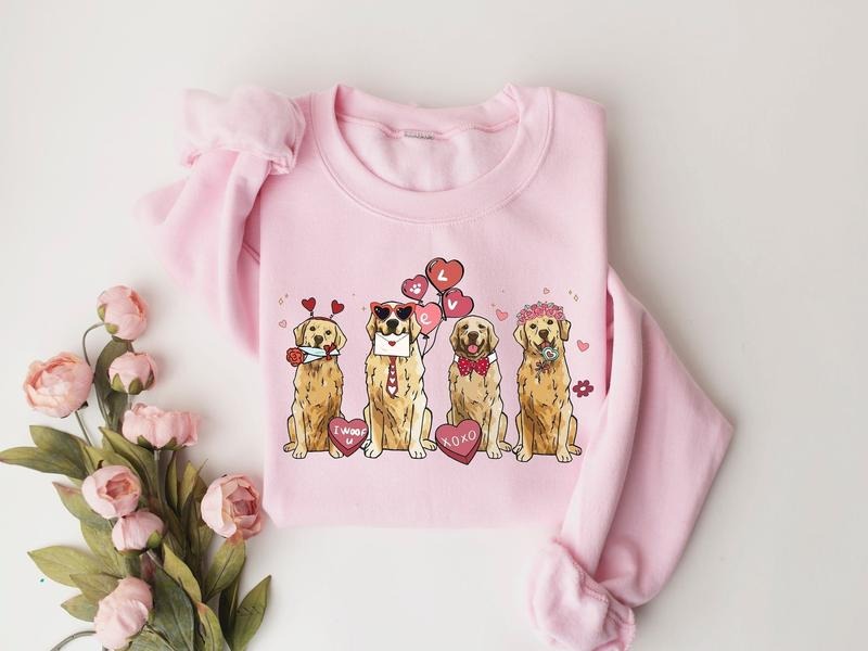 Golden Retriever Valentine Sweatshirt, Valentines Day Golden Retriever Shirt, Dog Lover Valentines Sweatshirt, Dog...