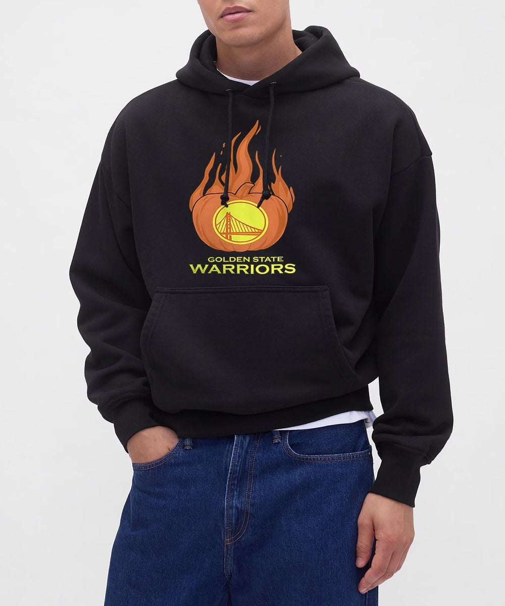 Golden State Warriors flaming pumpkin Halloween 2025 shirt