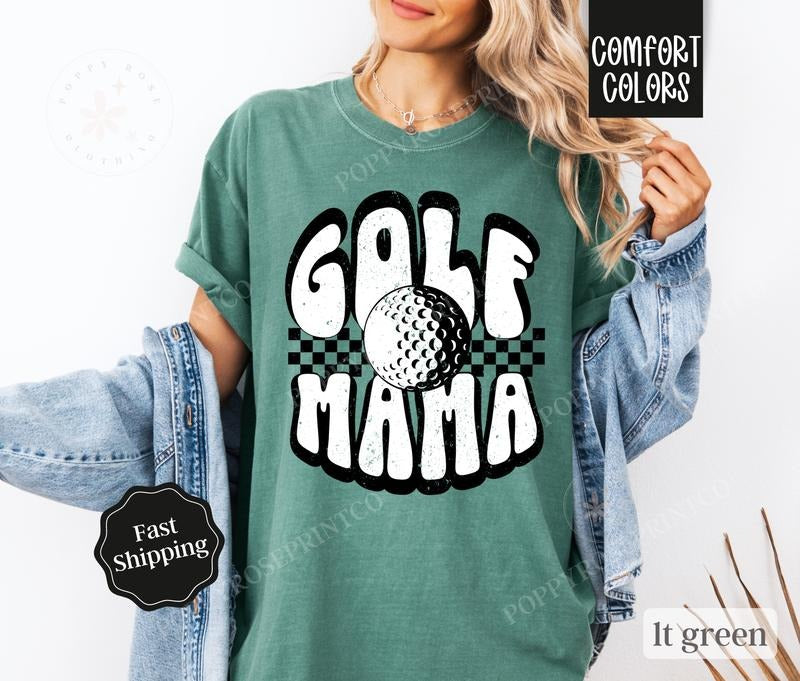 Golf Mama Shirt Comfort Colors, Retro Gameday Tshirt, Womens Golf Tee, Womenswear Oversized Crewneck Hoodie, Sweatshirt