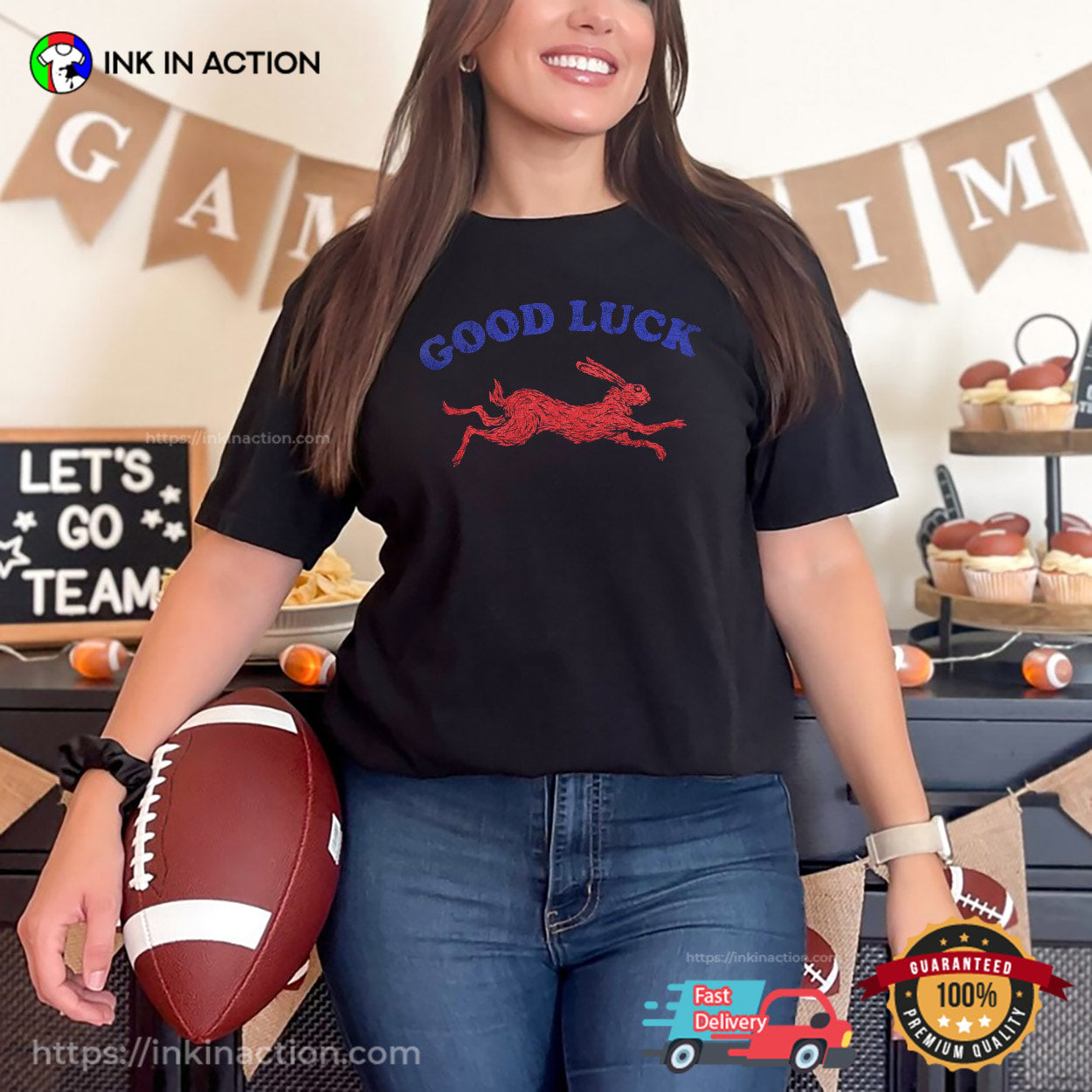 Good Luck Rabbit Running Retro Rabbit Shirt