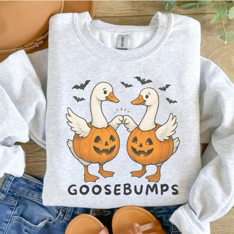 Goose Bumps Halloween Sweatshirt - Ash Grey - Halloween Sweatshirt T-Shirts, Hoodie | HypeDripTees.com