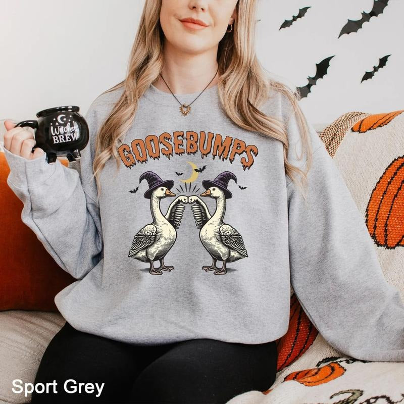 Goose Bumps Sweatshirt, Halloween Goose Bumps Sweatshirt, Silly Goose Hoodie, Silly Goose Sweatshirt, Halloween Silly...