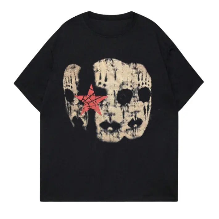 Goth Men's Short Sleeve Y2k T-Shirt With Face And Stars Print, tshirt, Sweatshirt, Hoodie Size S- 3XL,Gift For Women Top...