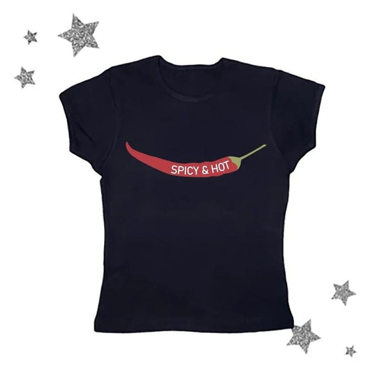 Gothic Emo Girl Baby Tee, Spicy Hot Baby Tee, Grunge 2000s, Emo Scene 2000s Clothes, Y2k Top Women Streetwear Shirt, Casual Cotton Short Sleeve, Gift For Girlfriend