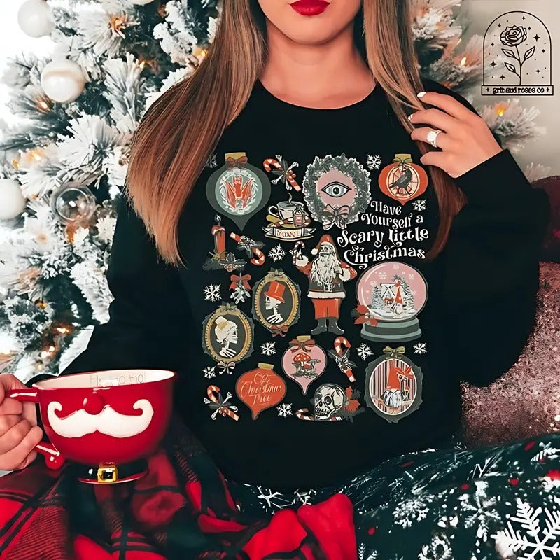 Gothic Krampus T-Shirt Scary Christmas Sweatshirt Collection with Victorian Flair Hoodie | HypeDripTees.com