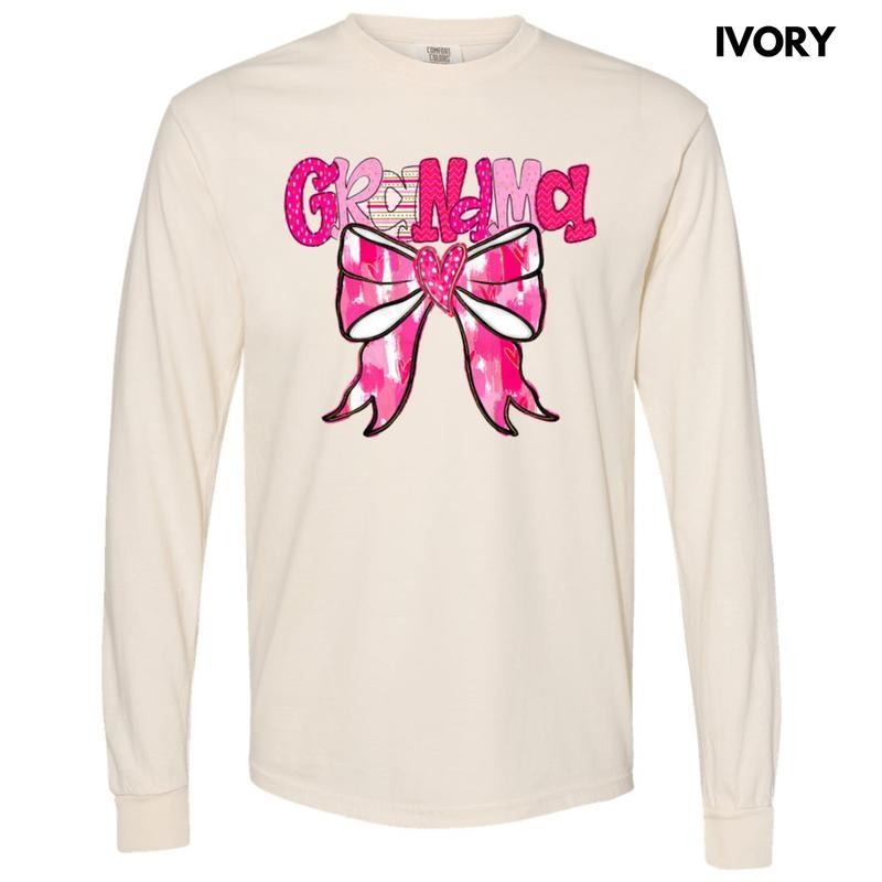 Grandma Valentine Coquette Long Sleeve Comfort Colors T-Shirt Hoodie, Sweatshirt | HypeDripTees.com