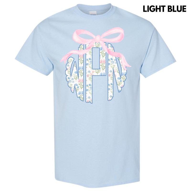 Grandmillennial Floral Monogram Gildan Short Sleeve T-Shirt 'NLB' Hoodie, Sweatshirt | HypeDripTees.com
