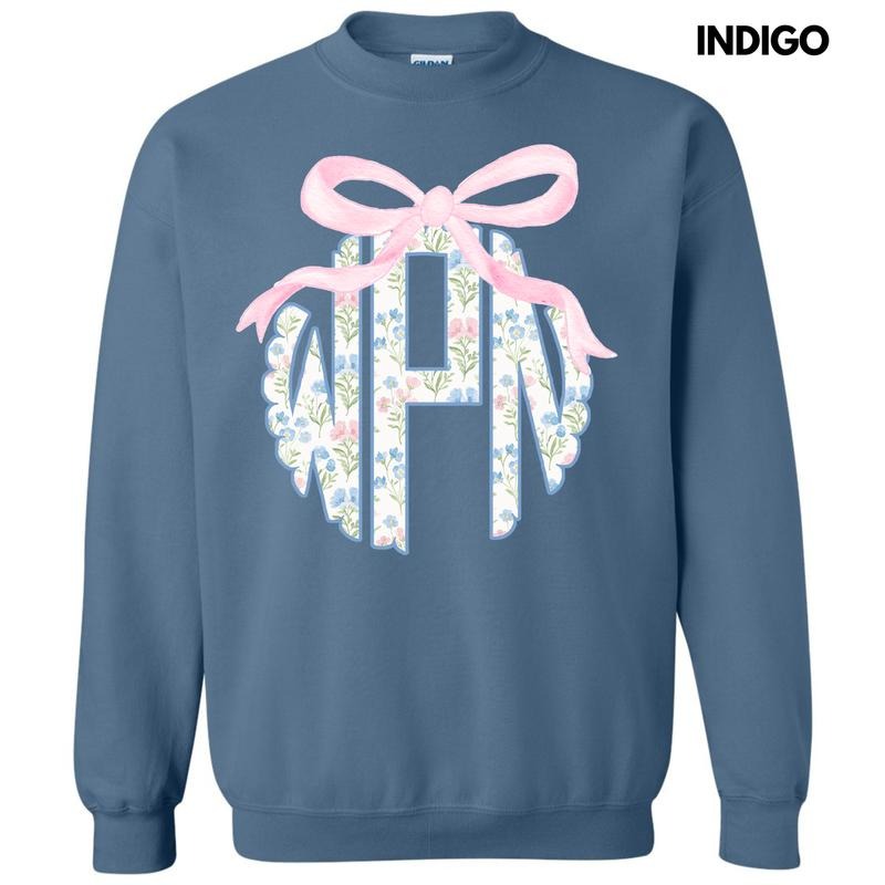 Grandmillennial Floral Monogram Sweatshirt 'NLB' T-Shirts, Hoodie | HypeDripTees.com
