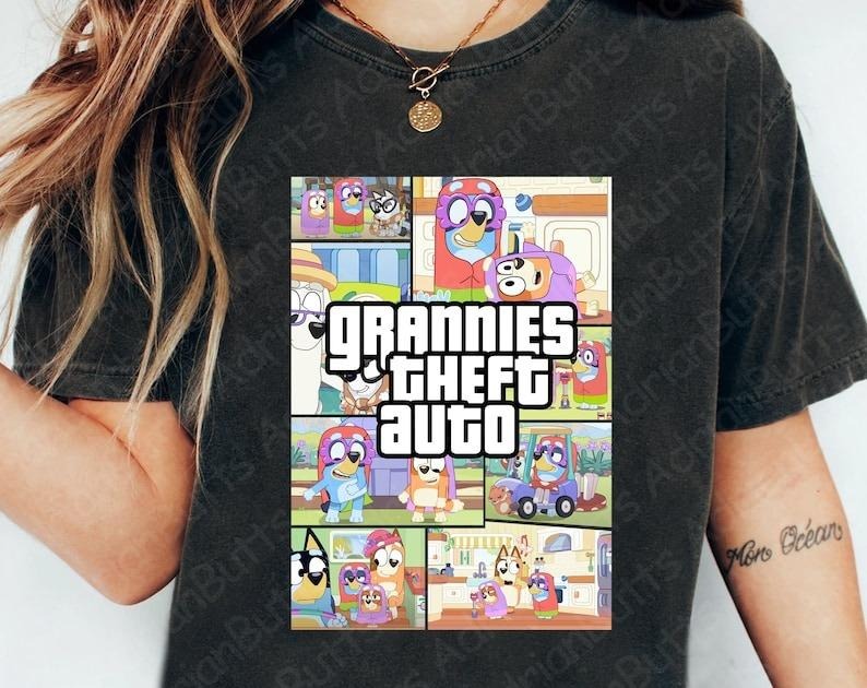 Grannies Theft Auto T-Shirt, Movies Characters, Trendy Bluey, Trendy Dog And Friends T-shirtstyle{n002}2 Hoodie, Sweatshirt