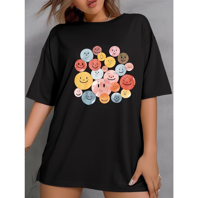 Graphic Print Crew Neck T-Shirt, Casual Short Sleeve Top For Spring & Summer, Women's Clothing Hoodie, Sweatshirt
