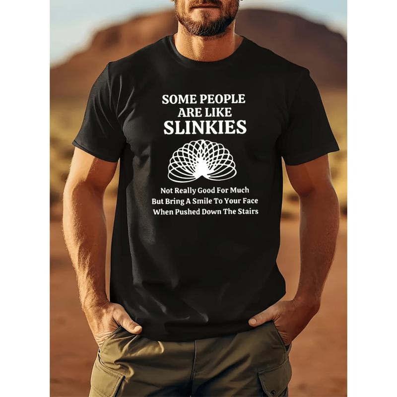 [Graphic Tees] Cotton   are like slinkies creative print mens casual round neck cotton t shirt   style   for everyday...