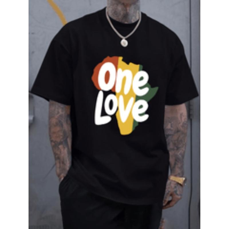 [Graphic Tees] Cotton   letter print mens short sleeve t shirts comfy casual elastic crew neck   for mens outdoor...