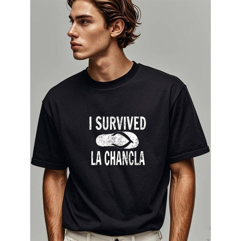 [Graphic Tees] Cotton [100% Cotton I Survived La Chancla] 100% Cotton Moisture-Wicking I Survived La Chancla Men's...