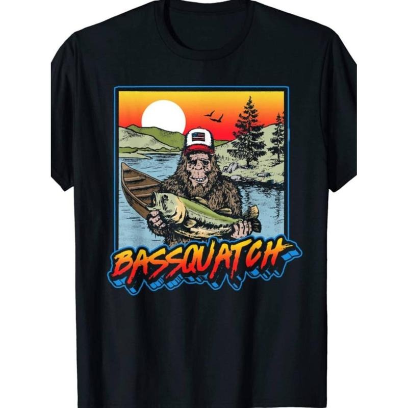 [Graphic Tees] Cotton  Bassquatch Graphic Print T-Shirt, 100% Cotton, Casual Crew Neck Hoodie, Sweatshirt | HypeDripTees.com