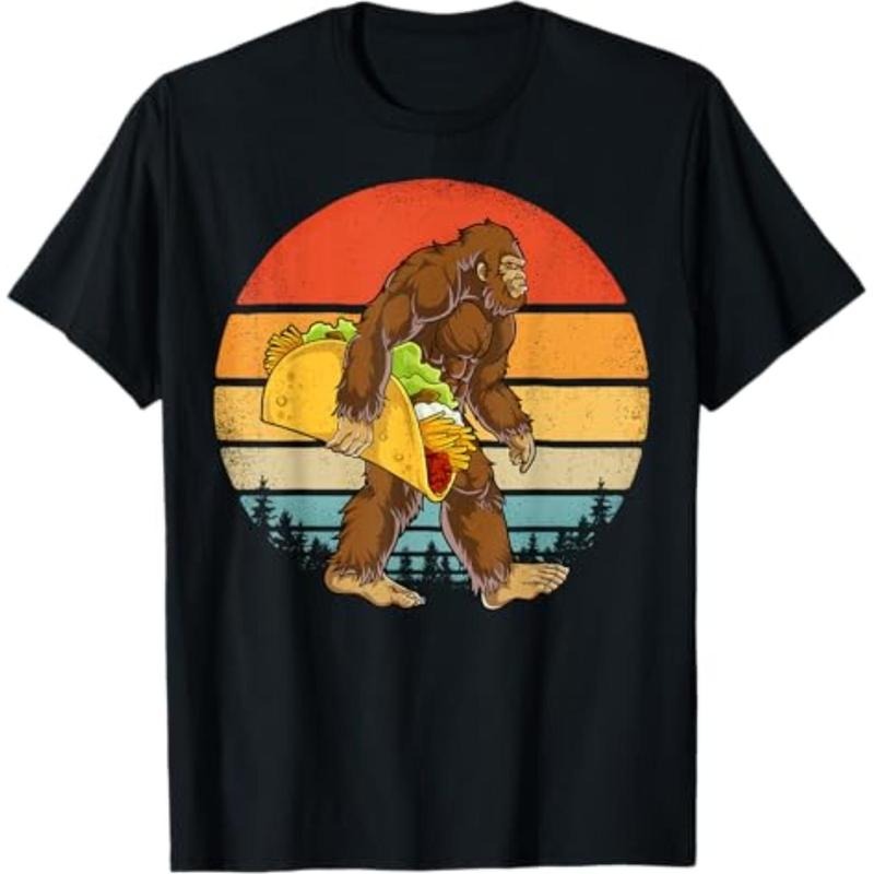[Graphic Tees] Cotton  Bigfoot Carrying Taco Funny Cinco de Mayo Boys Men Sasquatch T-Shirt Hoodie, Sweatshirt