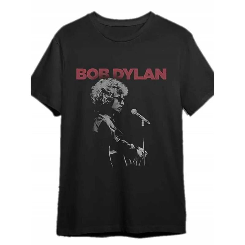 [Graphic Tees] Cotton  Bob Dylan patterned printed T-shirt, round neck, medium elasticity, regular style, suitable for...