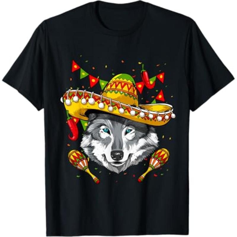 [Graphic Tees] Cotton  Cinco de Mayo Wolf Mexican Lover Sombrero Wolf T-Shirt Hoodie, Sweatshirt | HypeDripTees.com