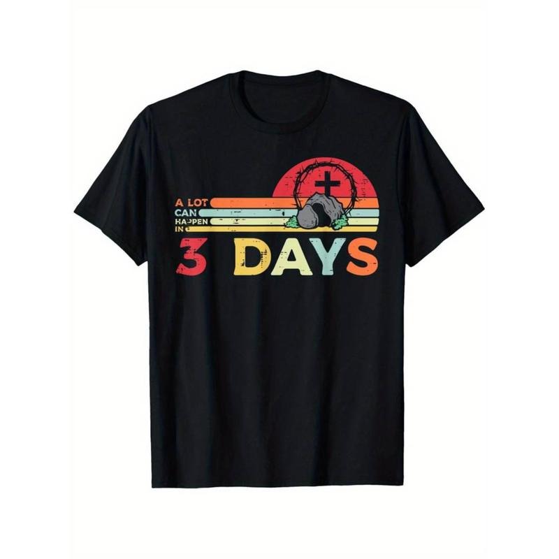[Graphic Tees] Cotton  Easter "A Lot Can Happen In 3 Days" Religious Graphic T-Shirt for Men Hoodie, Sweatshirt