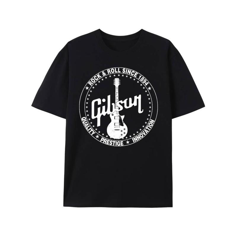 [Graphic Tees] Cotton  Gibson 1894 Rock style cotton T-shirt for men, comfortable and casual round-neck short-sleeved...