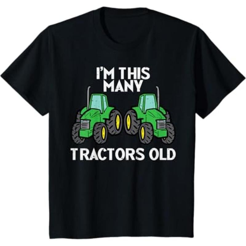 [Graphic Tees] Cotton  Kids 2nd Birthday Im This Many Tractors Old 2 Toddler Boys Kids T-Shirt Hoodie, Sweatshirt