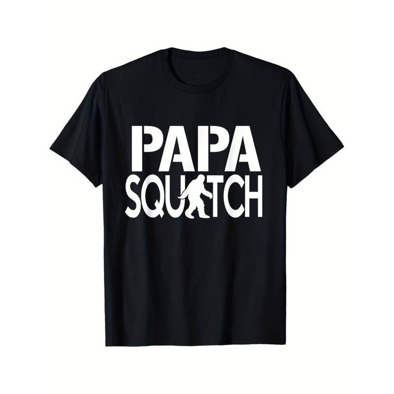 [Graphic Tees] Cotton  Papa Squatch Graphic Tee - Black Casual T-Shirt for Men, Short Sleeve Hoodie, Sweatshirt