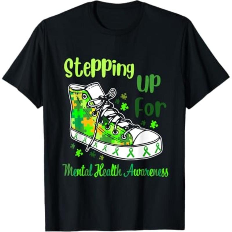 [Graphic Tees] Cotton  Stepping Up For Mental Health Awareness Shoes T-Shirt Hoodie, Sweatshirt | HypeDripTees.com