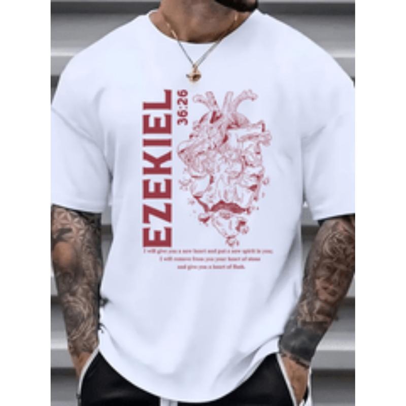[Graphic Tees] Cotton 1pc mens casual   print t shirt 100 cotton short sleeve crew neck regular fit summer tee knitted...