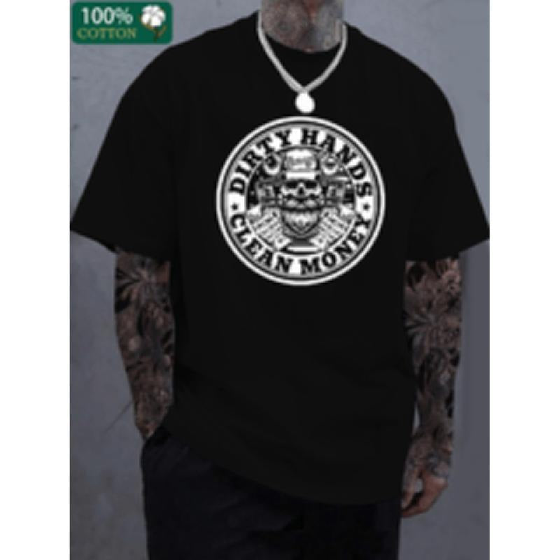 [Graphic Tees] Cotton 220g pure cotton printed round neck short sleeved t shirt     pattern prints pure cotton mens...