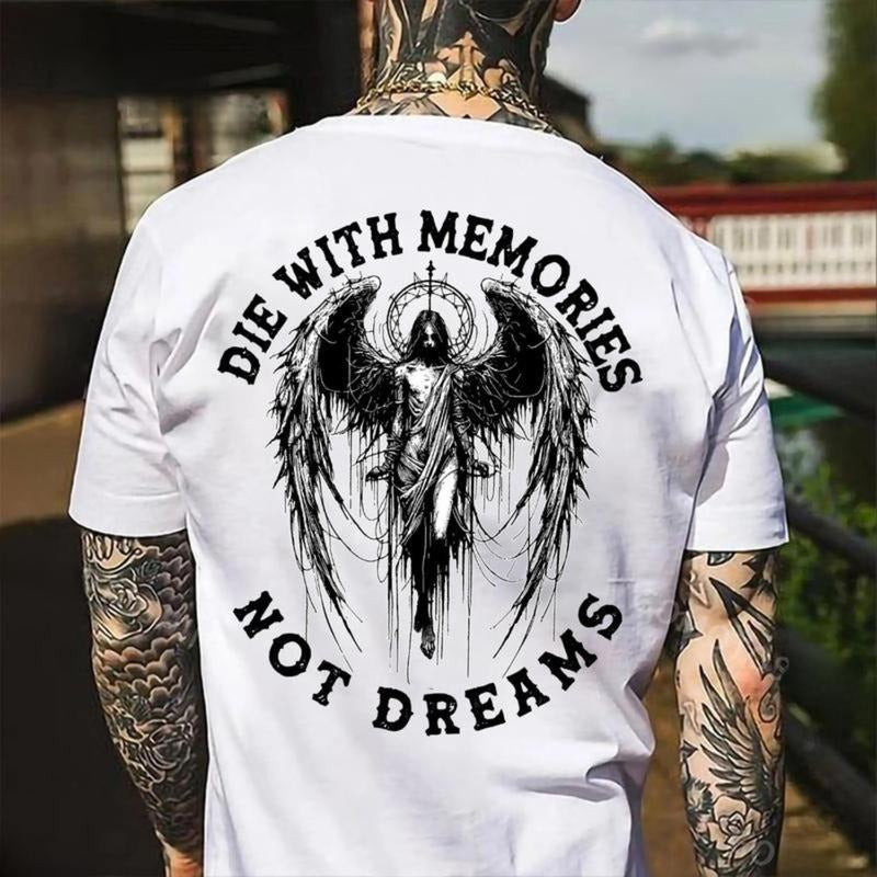 [Graphic Tees] Cotton DIE WITH MEMORIES NOT DREAMS Fallen Angel Men's T-Shirt, Top Menswear, Cotton Tee Shirt Casual...