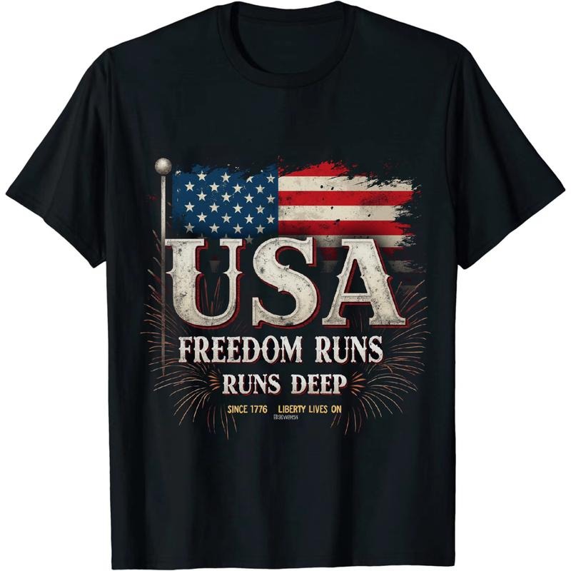 [Graphic Tees] Cotton Dapper Independence Day USA T