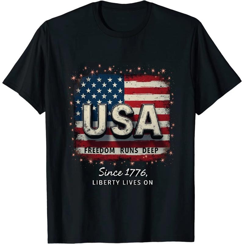 [Graphic Tees] Cotton Fashionable - Bold Independence Day USA T