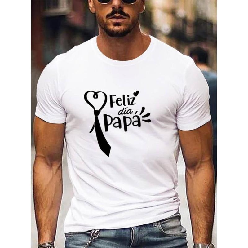 [Graphic Tees] Cotton Feliz de Papa" Men's White Athletic T-Shirt
