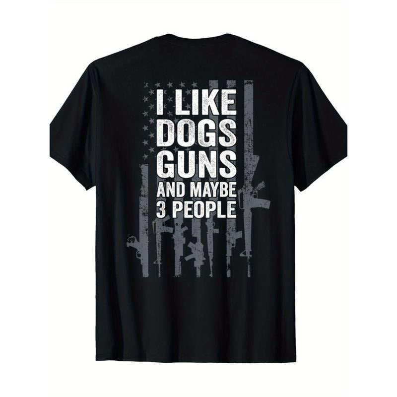 [Graphic Tees] Cotton Funny Gun ON BACK T-Shirt - I Like Dogs Guns And Maybe 3 People Hoodie, Sweatshirt | HypeDripTees.com